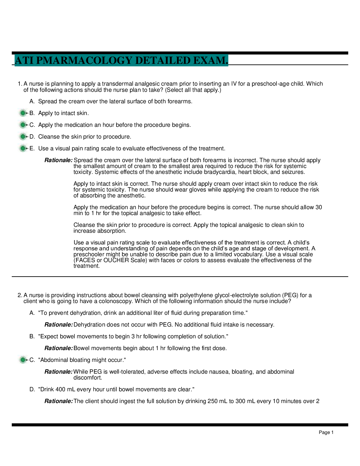 Preview image for ATI PHARMACOLOGY DETAILED EXAM QUESTIONS AND ANSWERS WITH RATIONALE